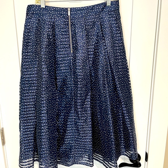 Karl Lagerfeld Blue and White Midi A-Line Skirt - Picture 2 of 3